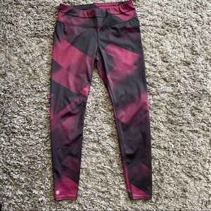 Athleta Womens Tight Leggings Medium Black and Red Yoga Workout